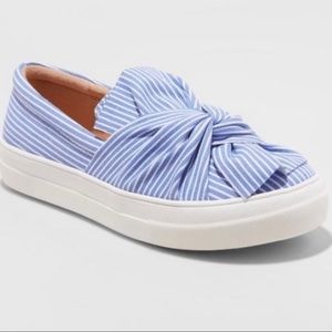 A New Day Millie slip on Stripe Top Knot Sneakers